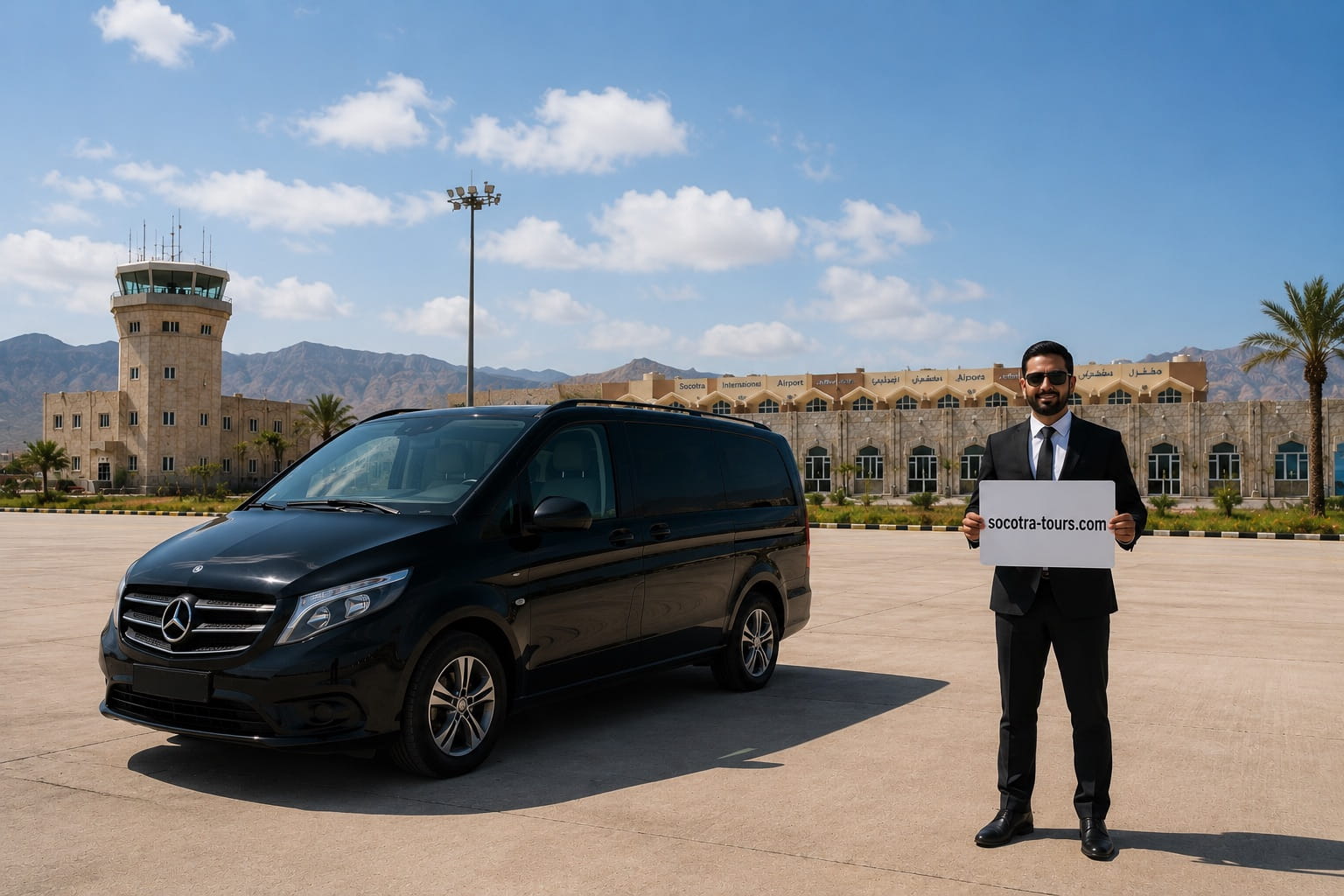 Socotra airport pickup with private transfer van